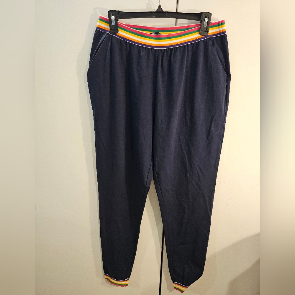 Blue Track Pants with Elastic Waistband and Tapered Cuffs